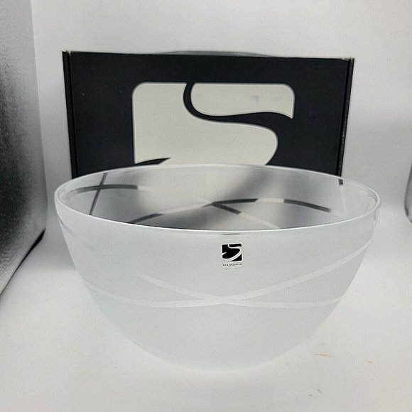SEA Glasbruk Frosted Round Skai Bowl Sweden Renate Stock Paulsson 8 3/8" new - Picture 2 of 7